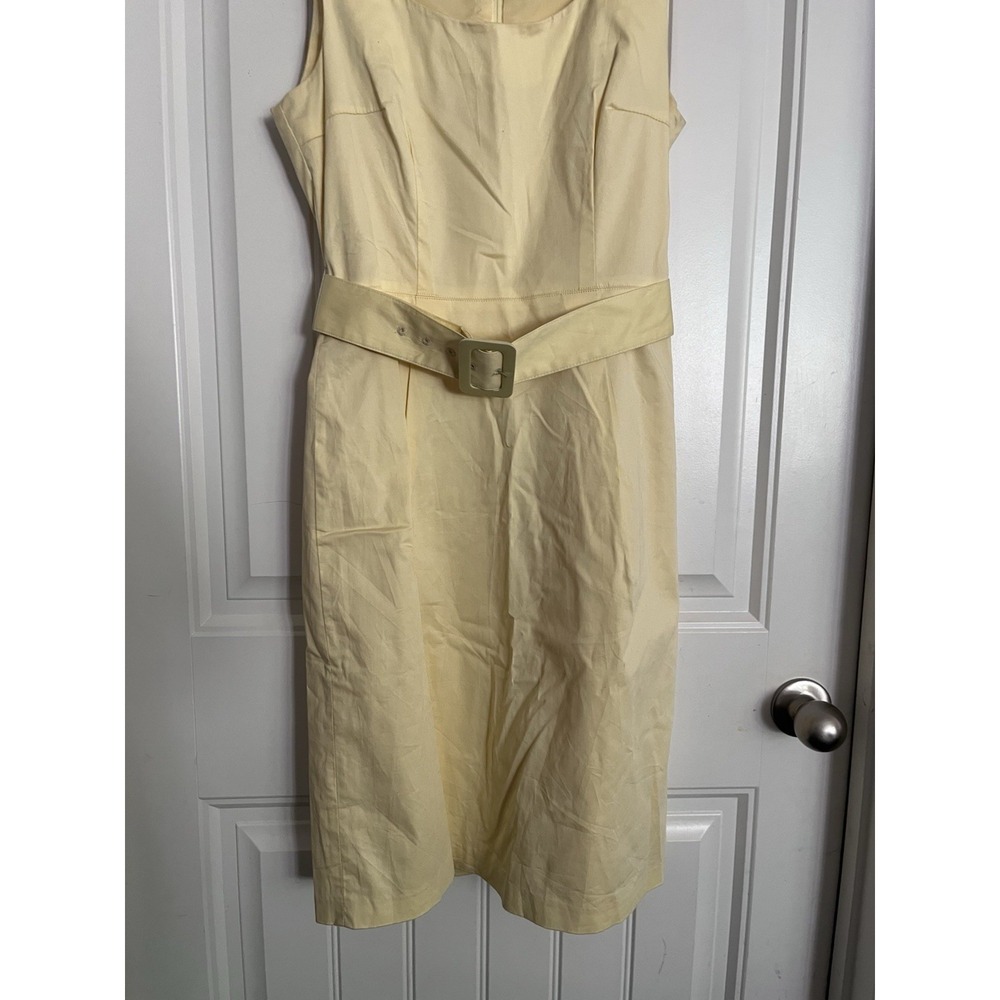 H&M Butter Yellow Tank Dress Womens 10 Knee Length Belted 597